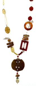 Australian Handmade Orange Yellow and Brown Necklace with Jade Jasper Aventurine Yellow Quartz Pearls and Sterling Silver
