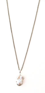 Australian Handmade White Baroque Pearl Necklace on a Sterling Silver Chain