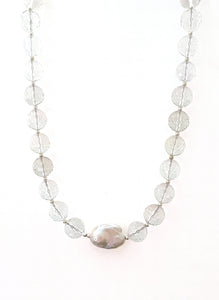 Australian Handmade Necklace with Facetted Crystal Quartz Baroque Pearl Centrepiece and Sterling Silver