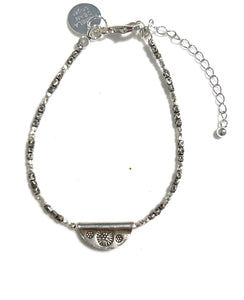 Sterling Silver Bracelet with Decorative Sterling Silver Piece