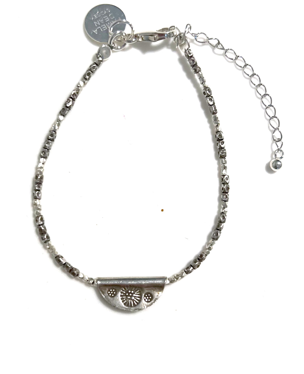 Sterling Silver Bracelet with Decorative Sterling Silver Piece