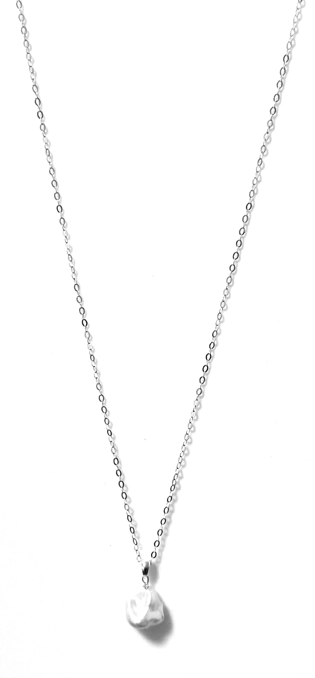 Sterling Silver Necklace with Keshi Pearl Drop Pendant