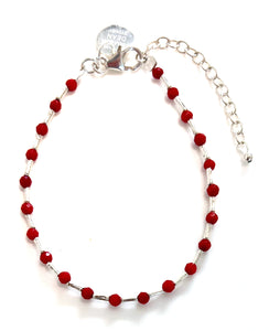 Facetted Red Coral Bracelet with Sterling Silver