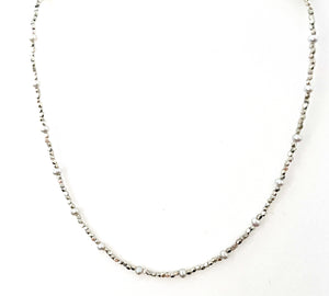Australian Handmade Fine White Pearl Necklace with Sterling Silver Bead