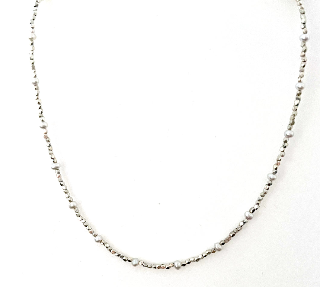 Australian Handmade Fine White Pearl Necklace with Sterling Silver Bead