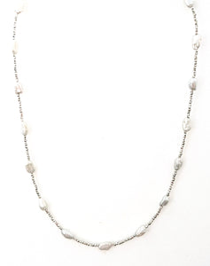 Sterling Silver Necklace with Keshi Pearls