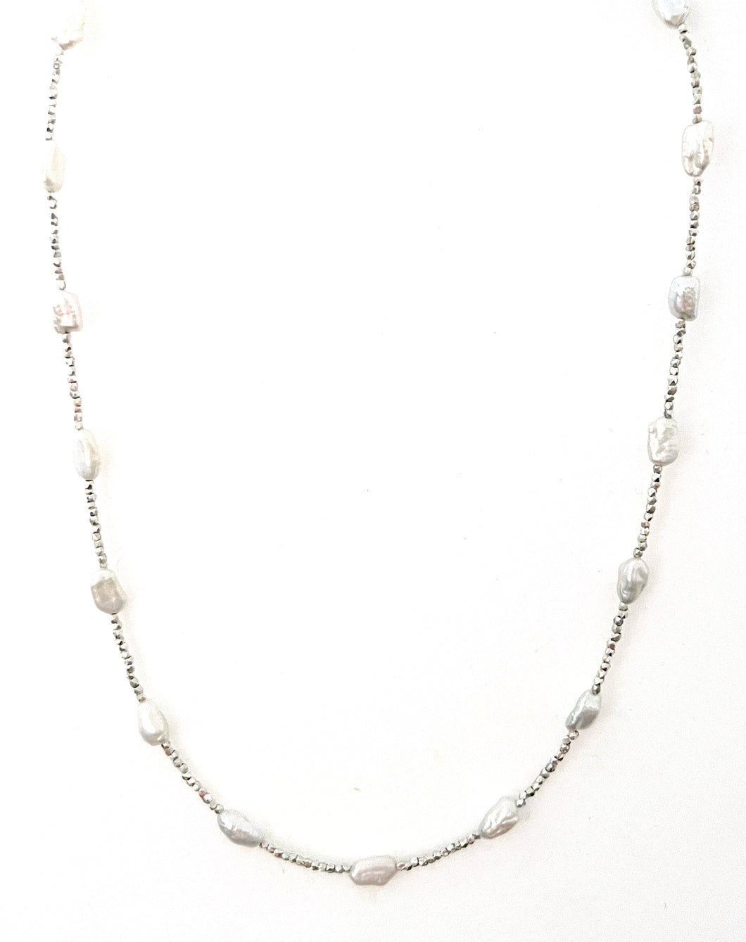Sterling Silver Necklace with Keshi Pearls