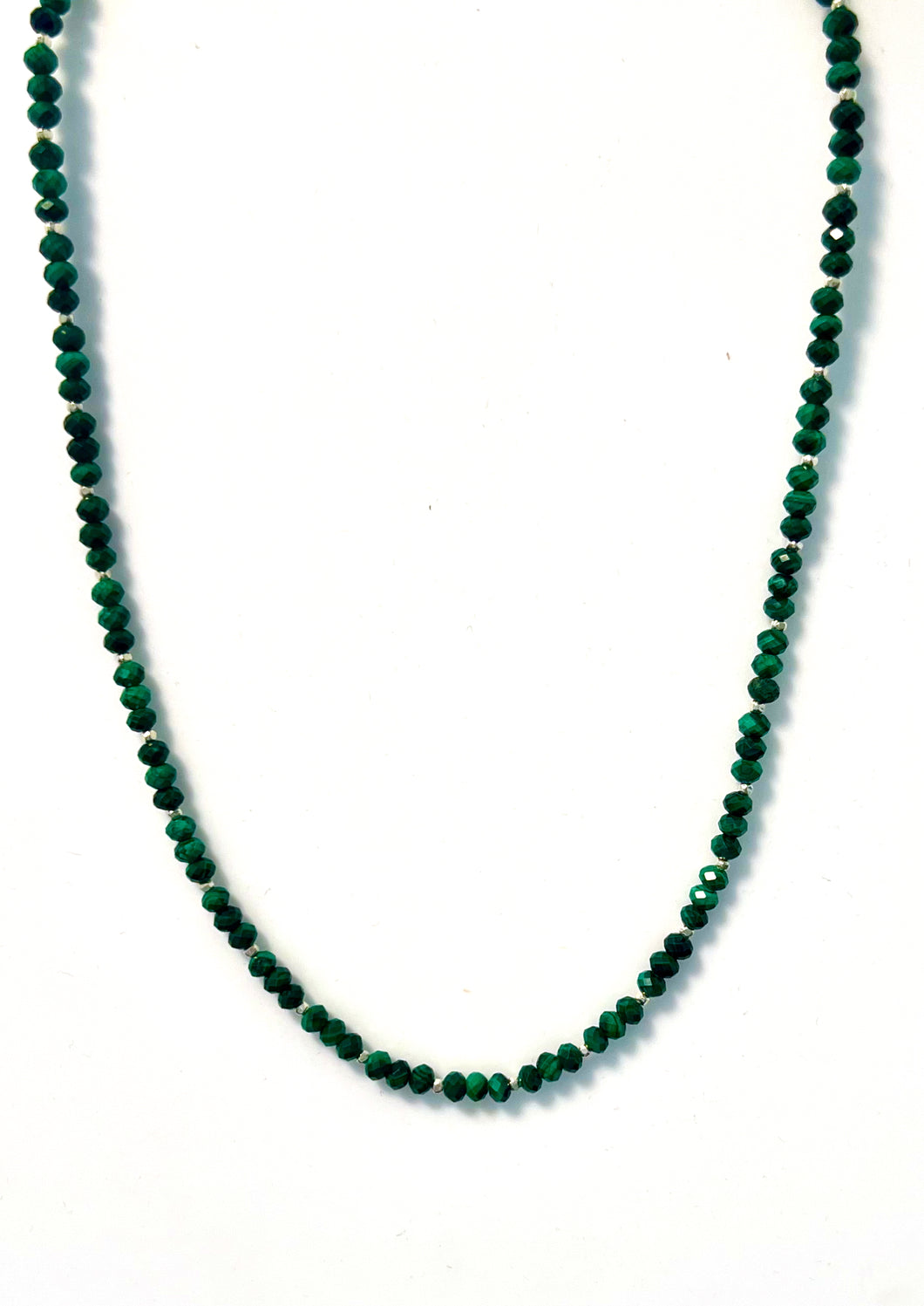Australian Handmade Green Necklace with Facetted Malachite and Sterling Silver