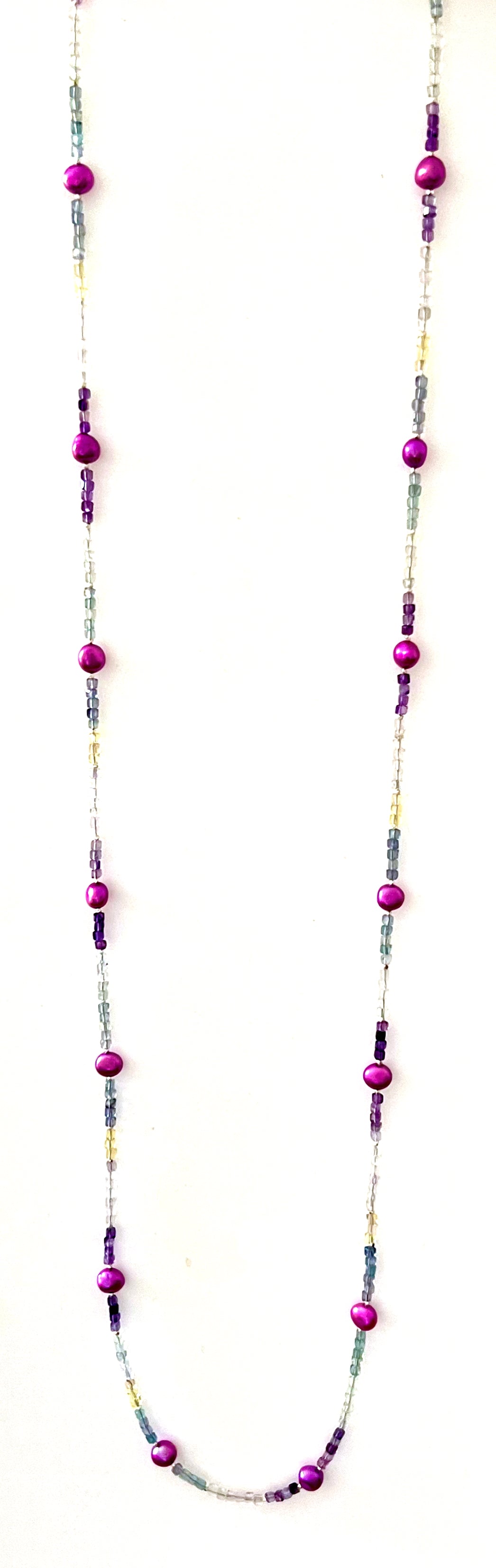 Australian Handmade Purple Necklace with Fluorite Pearls and Sterling Silver