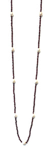Australian Handmade Red Necklace with Facetted Garnet and Rice Shaped Pearls