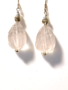 Pink Earrings with Rose Quartz and Sterling Silver