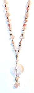 Australian Handmade Pink Necklace with Rose Quartz Pearls Rose Aventurine Rhodonite and Sterling Silver