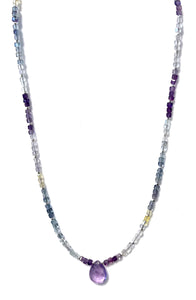 Australian Handmade Purple Necklace with Fluorite Amethyst Teardrop and Sterling Silver