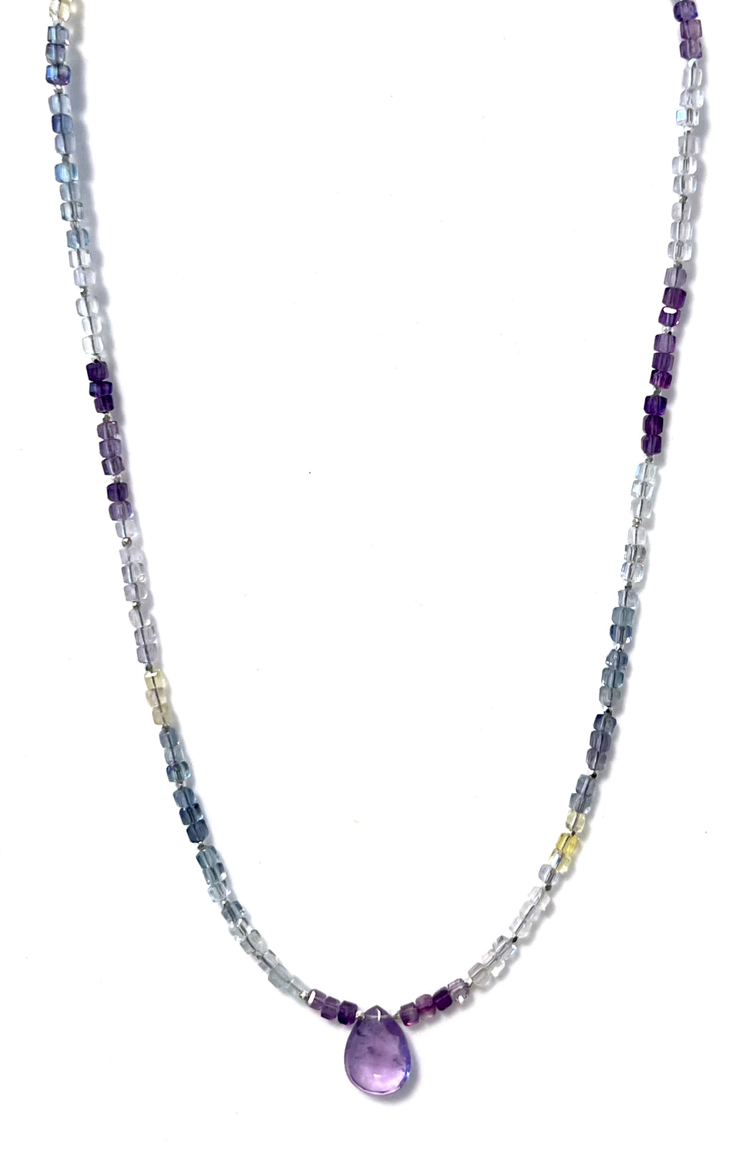 Australian Handmade Purple Necklace with Fluorite Amethyst Teardrop and Sterling Silver