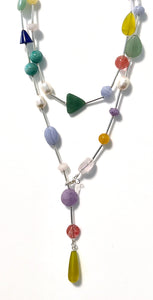 Australian Handmade Multicolour Gemstone Necklace with Pearls and Sterling Silver