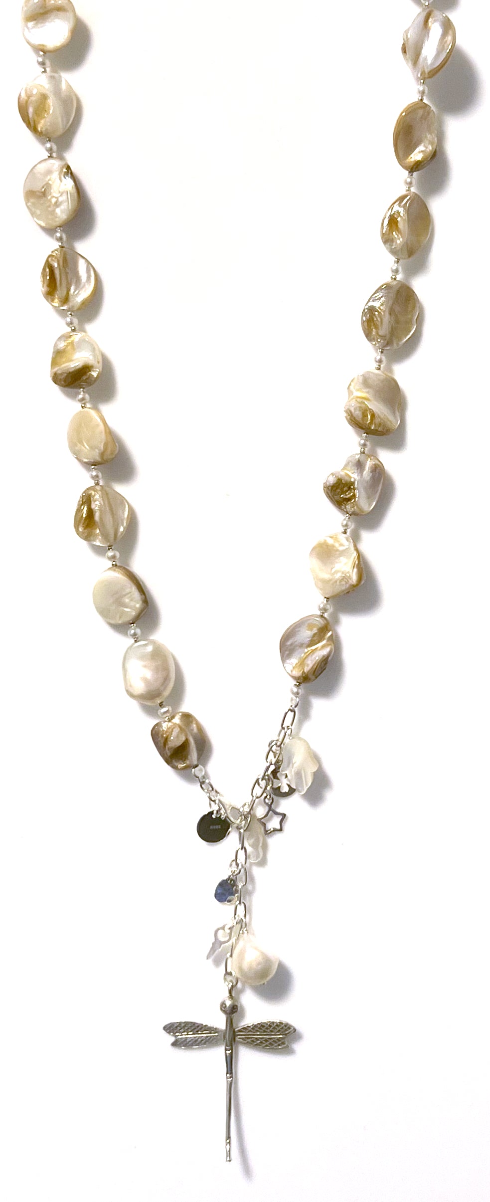 Australian Handmade White Necklace with Mother of Pearl Beads Pearls Baroque Pearls and Sterling Silver