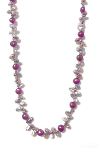 Australian Handmade Purple Necklace with Lilac Pearls Magenta  Pearls and Sterling Silver