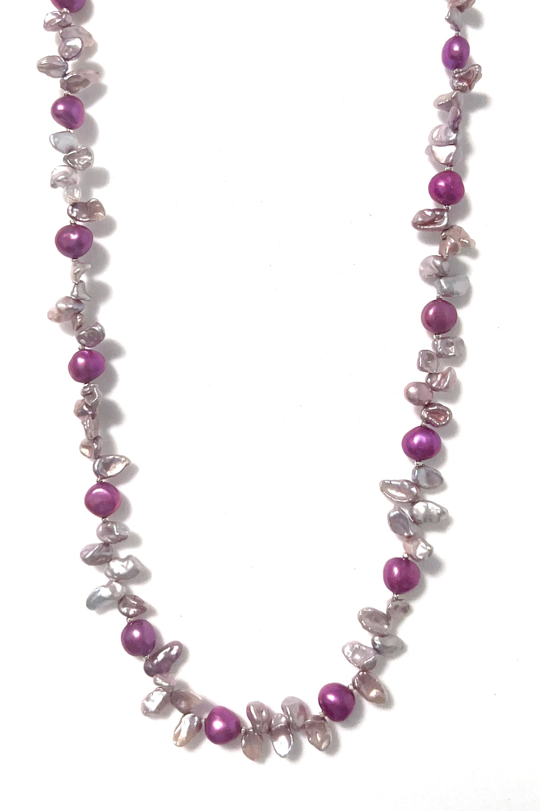 Australian Handmade Purple Necklace with Lilac Pearls Magenta  Pearls and Sterling Silver