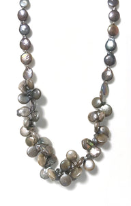 Australian Handmade Grey/Brown Button Pearl Necklace with Sterling Silver