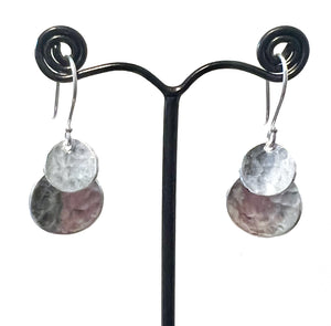 Sterling Silver Double Circle Shape Earrings