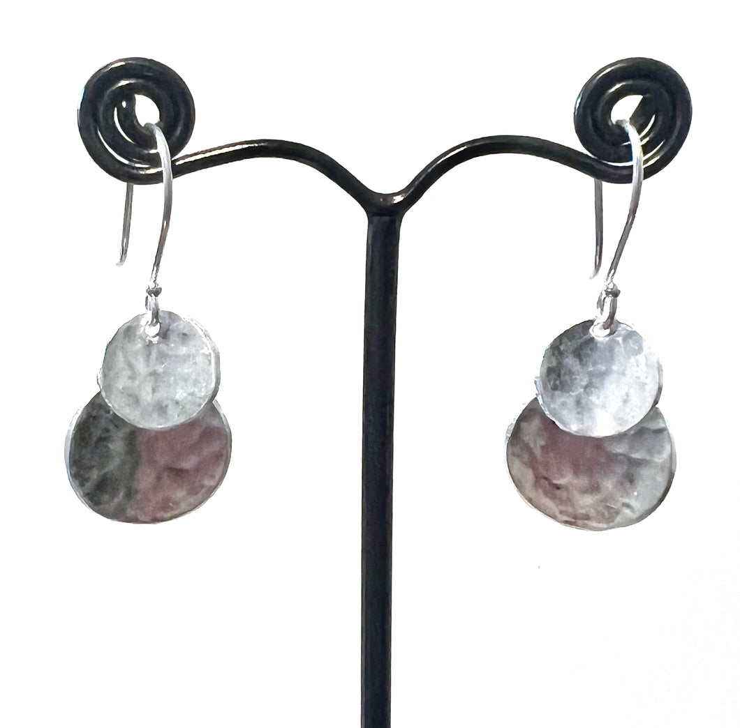 Sterling Silver Double Circle Shape Earrings