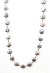 Australian Handmade Pale Silver Grey Pearl Necklace with Sterling Silver