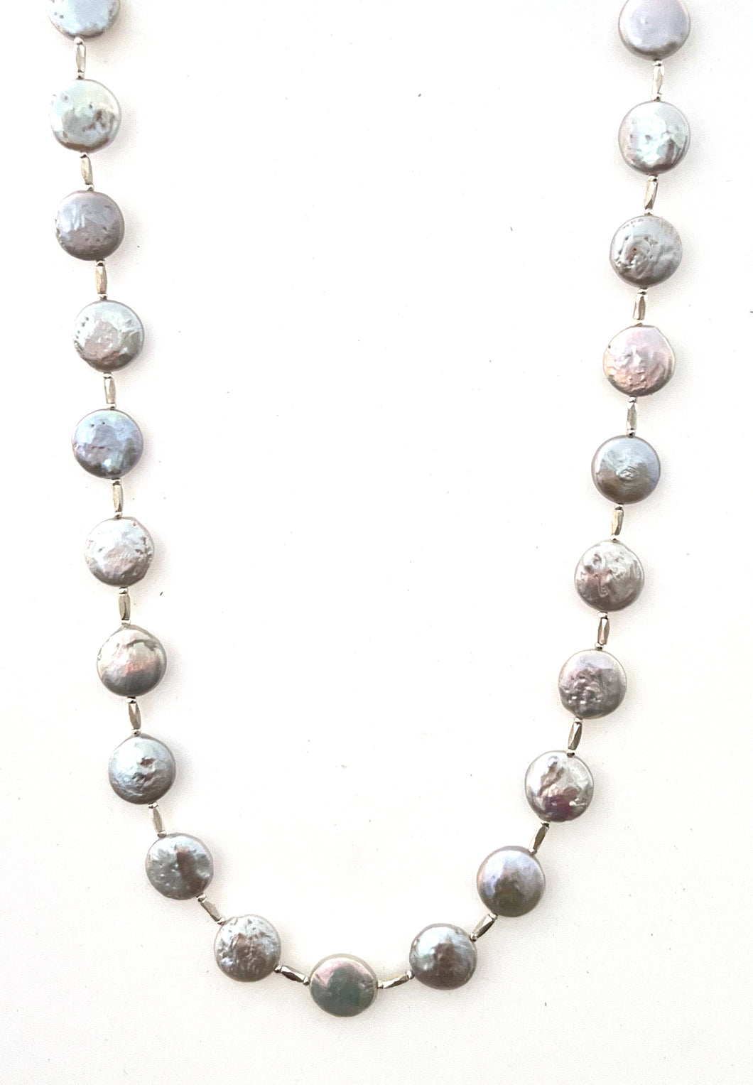 Australian Handmade Pale Silver Grey Pearl Necklace with Sterling Silver