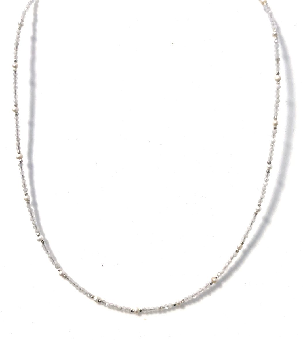 Australian Handmade White Moonstone Necklace with Pearls and Sterling Silver