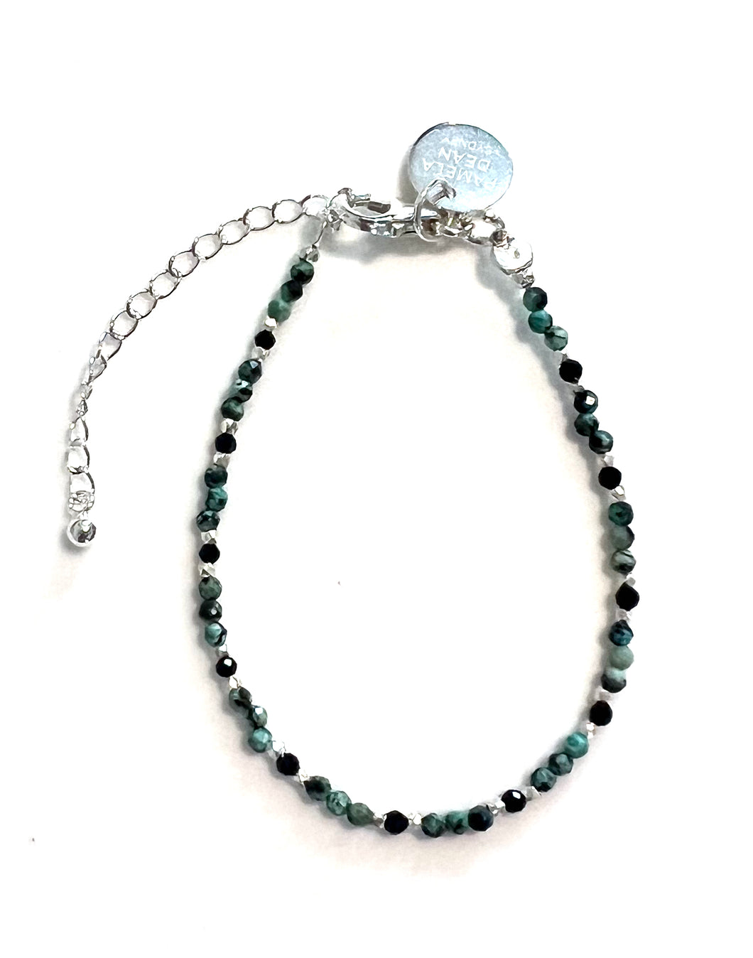 Turquoise Bracelet with African Turquoise Black Spinel and Sterling Silver