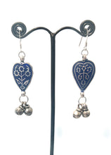 Load image into Gallery viewer, Australian Handmade Blue Necklace with Pyrite and Vintage Blue Enamelled Pendant
