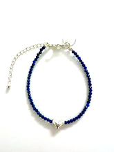 Load image into Gallery viewer, Australian Handmade Blue Necklace with Facetted Lapis Lazuli and Sterling Silver Heart

