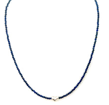 Load image into Gallery viewer, Australian Handmade Blue Necklace with Facetted Lapis Lazuli and Sterling Silver Heart
