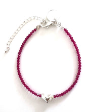 Load image into Gallery viewer, Australian Handmade Pink Necklace with Facetted Ruby and Sterling Silver Heart
