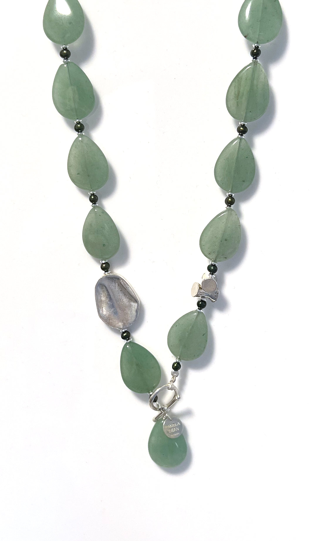 Australian Handmade Green Necklace with Aventurine Pearls and Sterling Silver