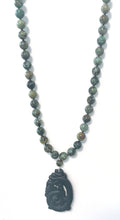 Load image into Gallery viewer, Australian Handmade African Turquoise Necklace with Spinel and Natural Black Jade Pendant
