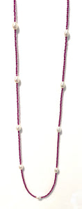 Australian Handmade Pink Necklace with Ruby and Teardrop White Pearls