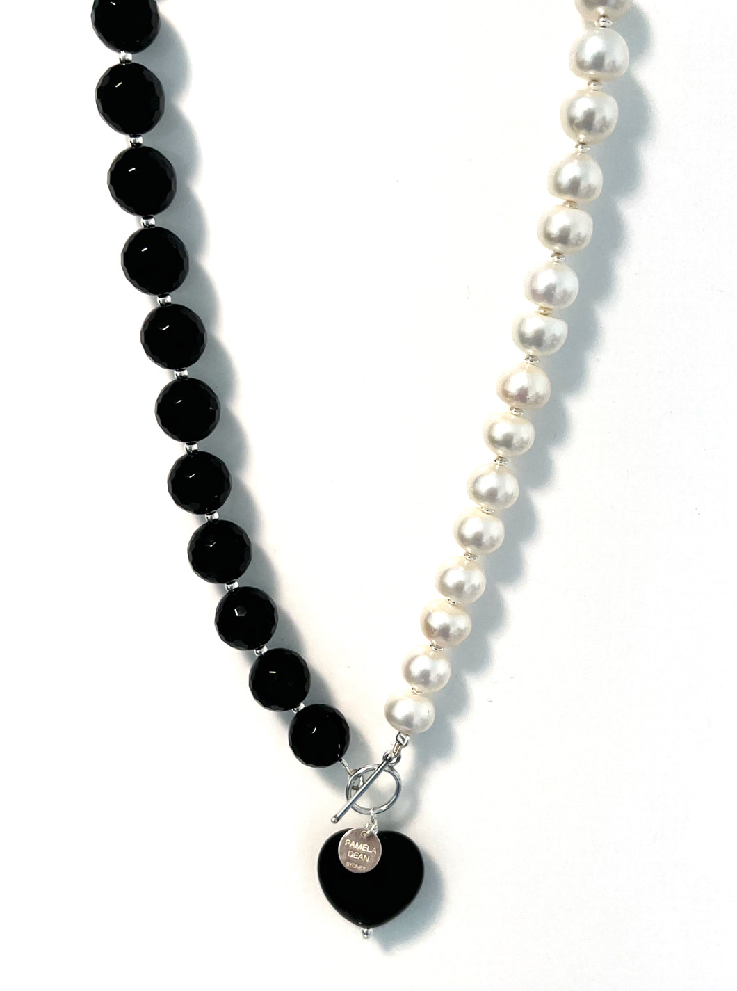 Australian Handmade Black Necklace with Onyx Pearls and Sterling Silver