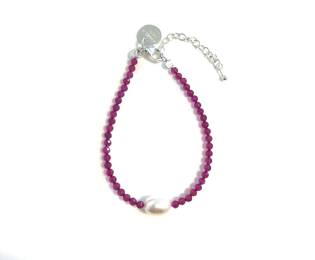 Pink Bracelet with Indian Ruby and Pearl