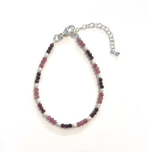 Australian Handmade Pink Bracelet with Pink Tourmaline Garnet Pearls and Sterling Silver