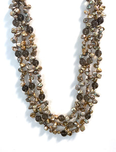 Australian Handmade Brown Keshi Pearl Necklace with Smoky Quartz