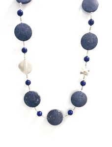 Australian Handmade Blue Necklace with Dumortierite Lapis Lazuli and Sterling Silver