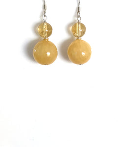 Yellow Jade and Citrine Earrings