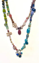Load image into Gallery viewer, Australian Handmade Multicolour Necklace with Various Gemstones and Natural Colour Pink Pearls
