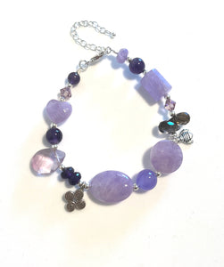 Purple Bracelet with Light and Dark Amethyst Swarovski Crystal and Sterling Silver