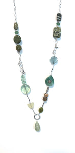 Australian Handmade Green Necklace with Phrenite Rhyolite Fluorite Aventurine and Sterling Silver