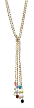 Load image into Gallery viewer, Australian Handmade 2 Strand Rice Pearl Necklace with Multicolour Gemstones and Button Pearls
