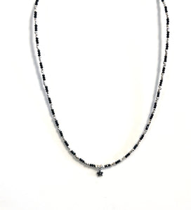 Australian Handmade Black Spinel Necklace with Cubic Zirconia Star Pendant and Sterling Silver