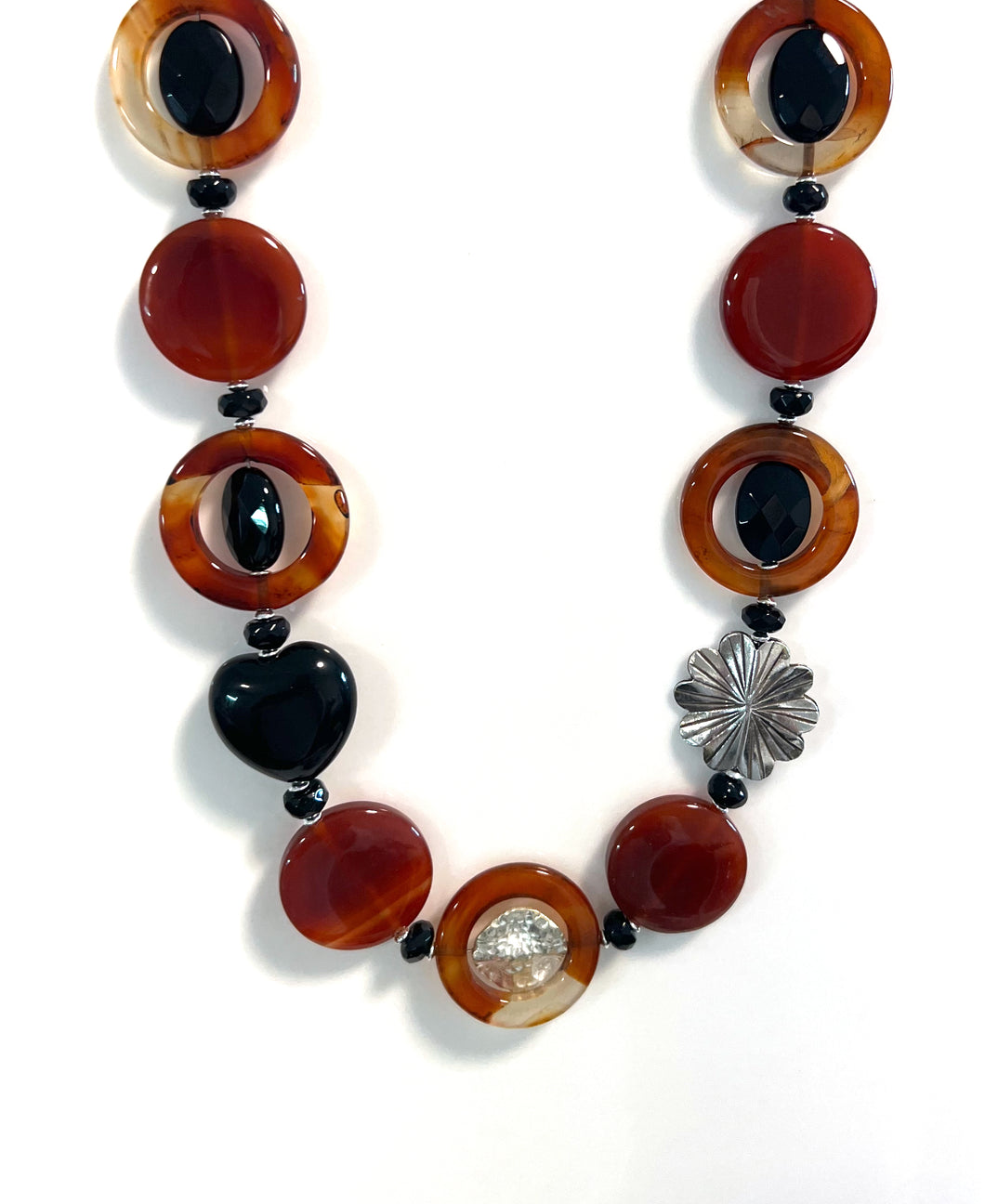 Australian Handmade Orange Necklace with Agate Onyx and Sterling Silver