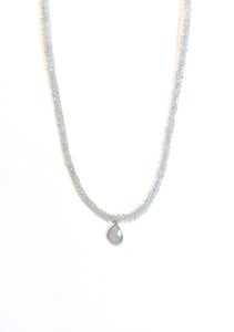 Australian Handmade White Necklace with Rainbow Moonstone Beads and Pendant