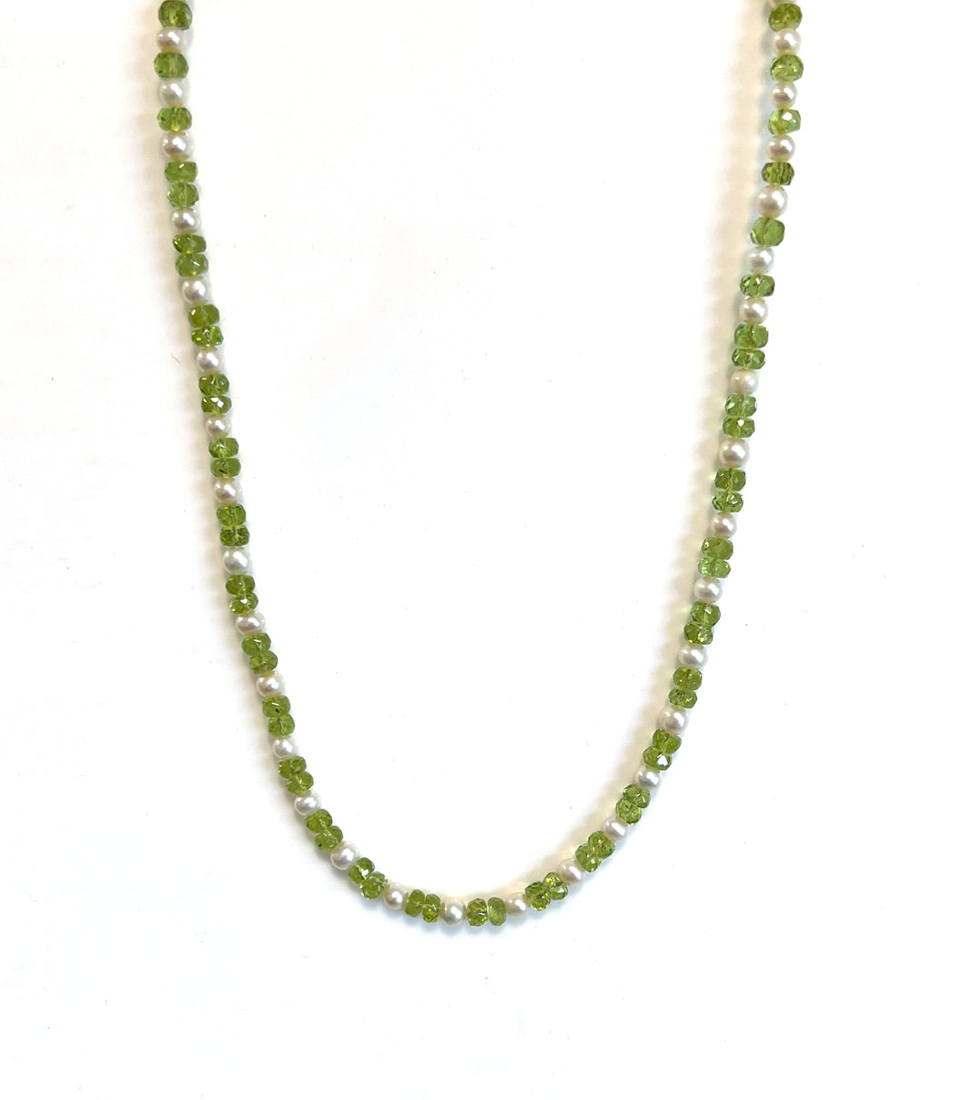 Australian Handmade Green Necklace with Peridot and Pearls